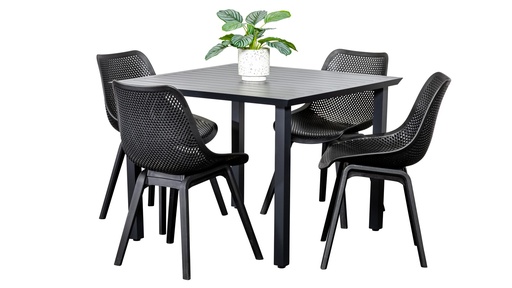 Samui 1m Table & 4 Bronte Chairs Black