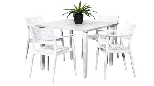 Samui 1m Table & 4 Lyon Chairs White