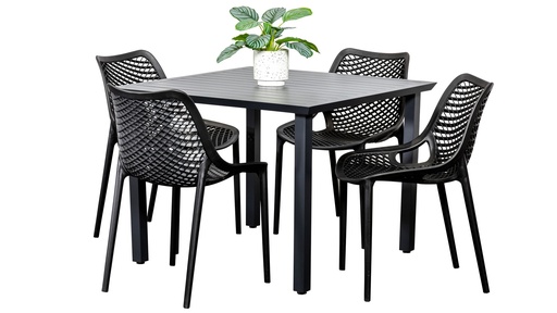 Samui 1m Table & 4 Isla Chairs Black