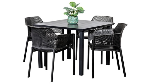 Samui 1m Table & 4 Paris Chairs Black