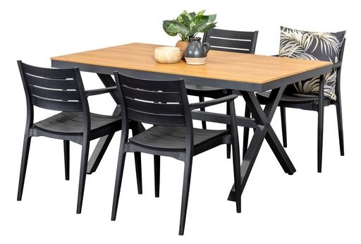 Coast 1.5m Table & 4 Lyon Chairs Black