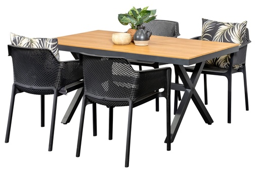 Coast 1.5m Table & 4 Paris Chairs Black