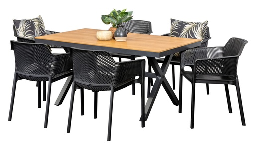 Coast 1.5m Table & 6 Paris Chairs Black