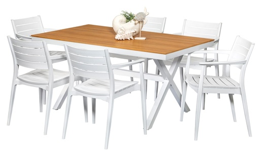 Coast 1.5m Table & 6 Lyon Chairs White