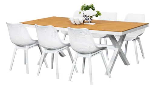 Coast 2m Table & 6 Bronte Chairs White