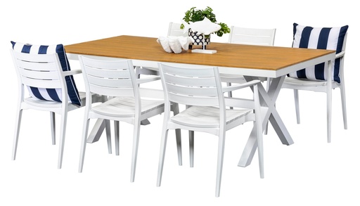 Coast 2m Table & 6 Lyon Chairs White