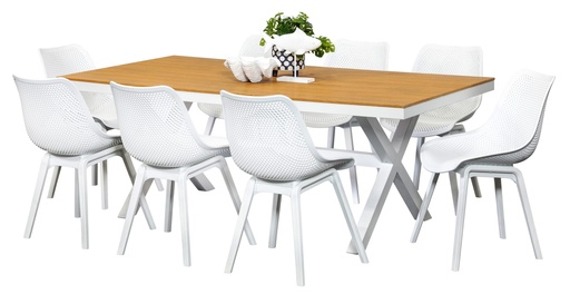 Coast 2m Table & 8 Bronte Chairs White