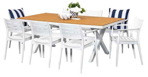 Coast 2m Table & 8 Lyon Chairs White