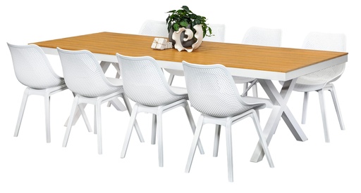 Coast 2.6m Table & 8 Bronte Chairs White