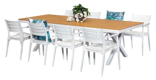 Coast 2.6m Table & 8 Lyon Chairs White