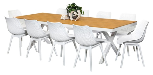 Coast 2.6m Table & 10 Bronte Chairs White