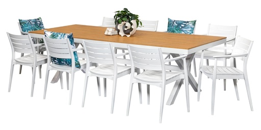 Coast 2.6m Table & 10 Lyon Chairs White