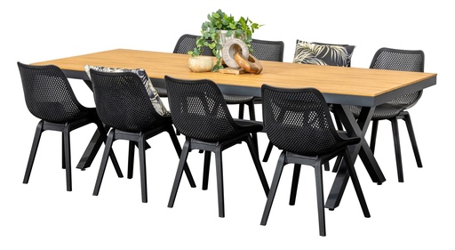 Coast 2.6m Table & 8 Bronte Chairs Black