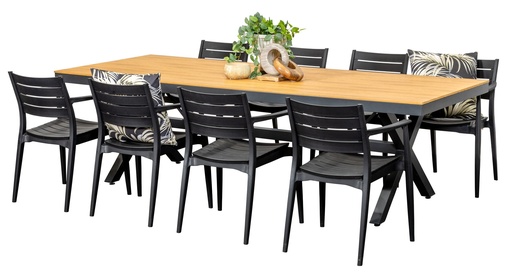 Coast 2.6m Table & 8 Lyon Chairs Black