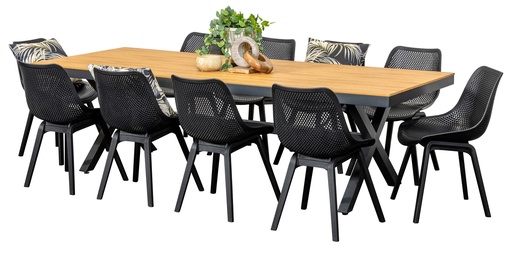 Coast 2.6m Table & 10 Bronte Chairs Black