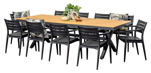 Coast 2.6m Table & 10 Lyon Chairs Black