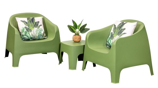 Eclipse Side Table & 2 Eclipse Sofas Grass