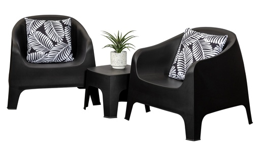 Eclipse Side Table & 2 Eclipse Sofas Black