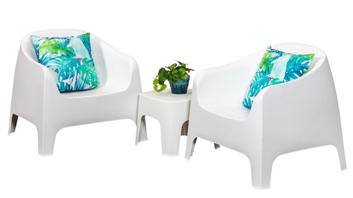 Eclipse Side Table & 2 Eclipse Sofas White