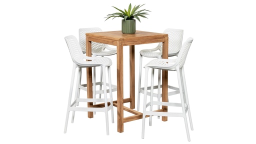 Tradewinds 70cm Bar Table & 4 Isla Stools White