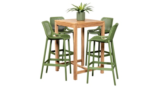 Tradewinds 70cm Bar Table & 4 Isla Stools Grass