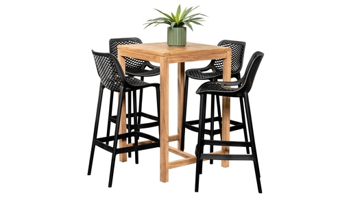 Tradewinds 70cm Bar Table & 4 Isla Stools Black