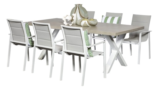 Element 2.2m GRC Table & 6 Lagoon Chairs White