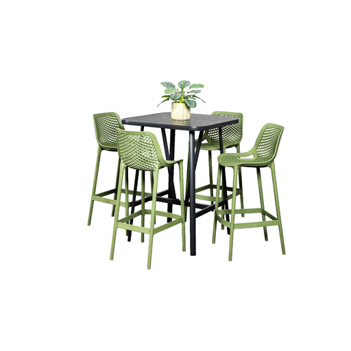 Albi 81cm Bar Table & 4 Isla Stools Black/Grass