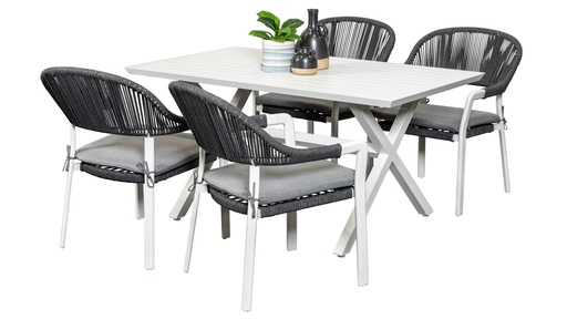 Samui 1.5m Table & 4 Luna Chairs White