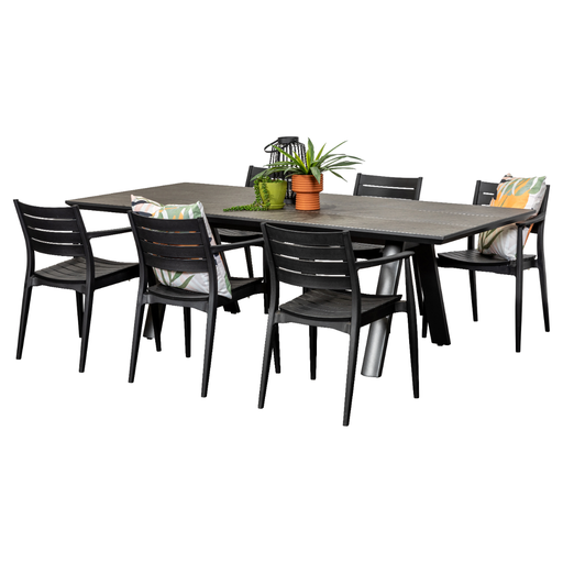 Allure 2.3m Table & 6 Lyon Chairs Black