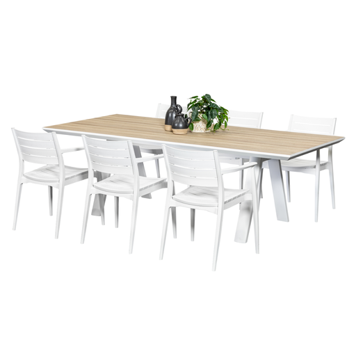 Allure 2.3m Table & 6 Lyon Chairs White