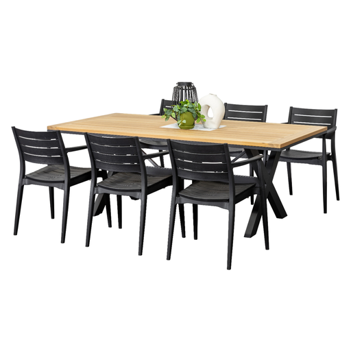 Tribeca 2m Table & 6 Lyon Chairs Black