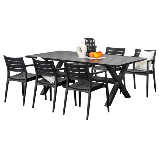 Samui 2m Table & 6 Lyon Chairs Black