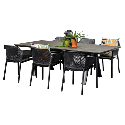 Allure 2.3m Table & 6 Paris Chairs Black