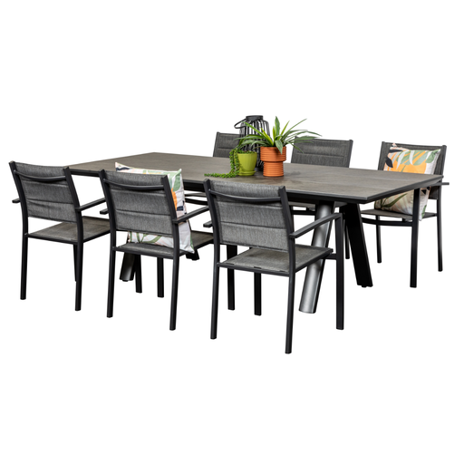 Allure 2.3m Table & 6 Whitby Chairs Black