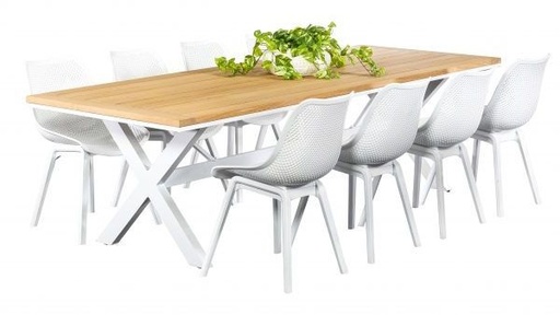 Tribeca 2.6m Table & 8 Bronte Chairs White