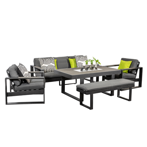 Allure Sofa Dining Set & Bench Black