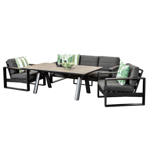 Allure Sofa Dining Deluxe Set Black