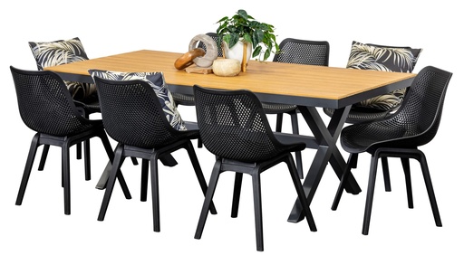 Coast 2m Table & 8 Bronte Chairs Black
