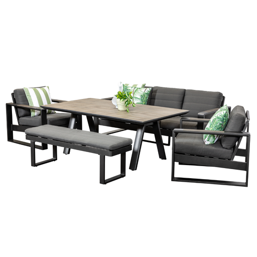 Allure Sofa Dining Deluxe Set & Bench Black