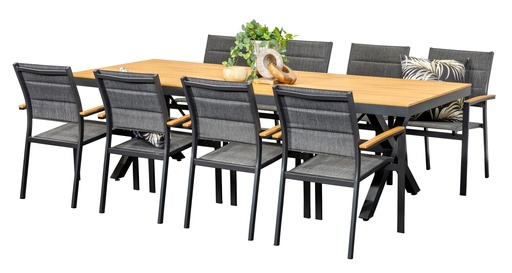 Coast 2.6m Table & 8 Coast Chairs Black