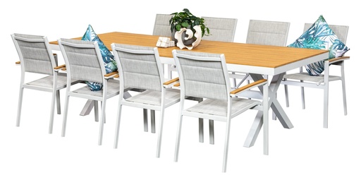 Coast 2.6m Table & 8 Coast Chairs White