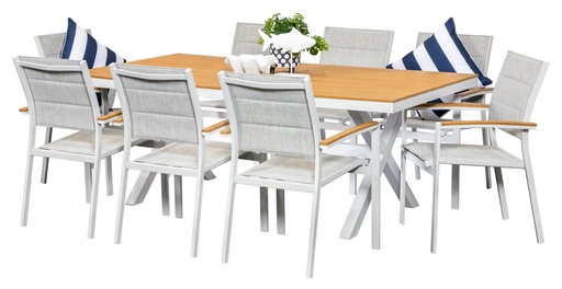 Coast 2m Table & 8 Coast Chairs White