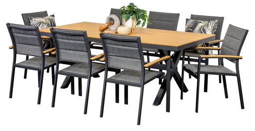 Coast 2m Table & 8 Coast Chairs Black