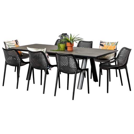 Allure 2.3m Table & 8 Isla Chairs Black