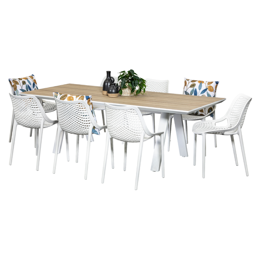 Allure 2.3m Table & 8 Isla Chairs White