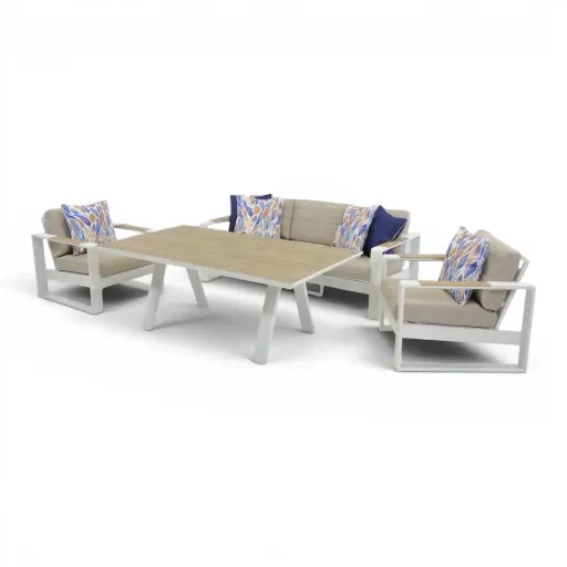 Allure Sofa Dining Deluxe Set White