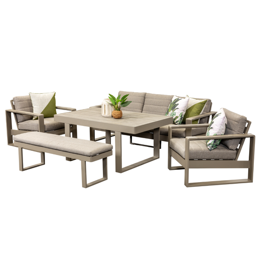 Allure Sofa Dining Set & Bench Taupe