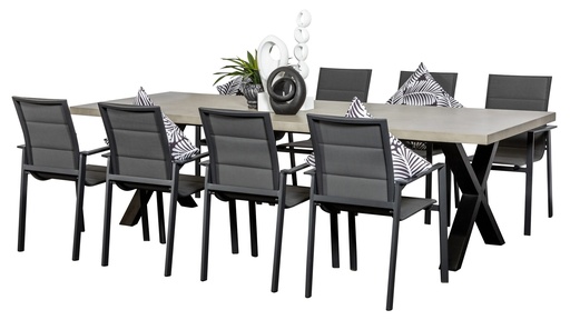 Element GRC 2.8m Table & 8 Lagoon Chairs Black