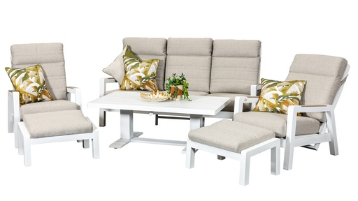 Regent Sofa Small Pop-Up Set & 2 Footstools White